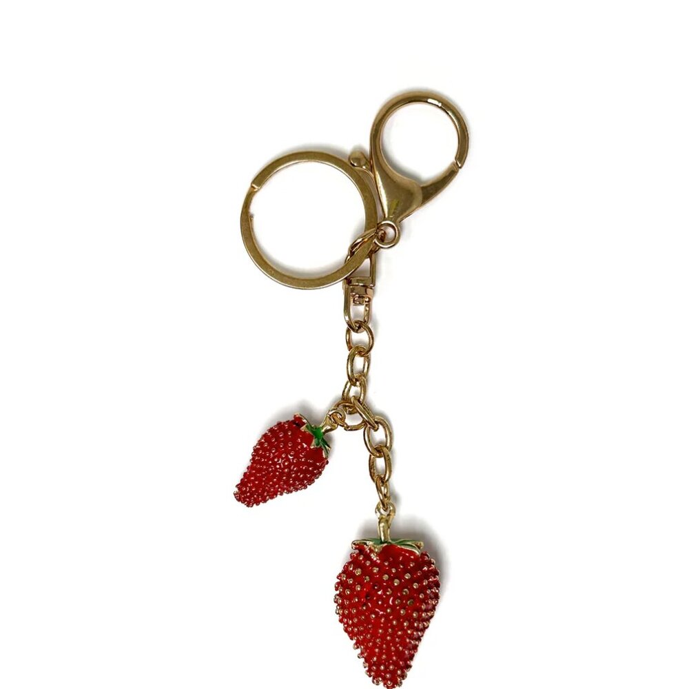 Double Strawberry Keychain – Cute Bag Charm | Sweet Fruit-Inspired Accessory